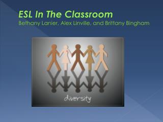 ESL In The Classroom Bethany Lanier, Alex Linville, and Brittany Bingham