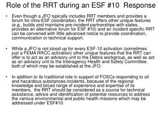 Role of the RRT during an ESF #10 Response