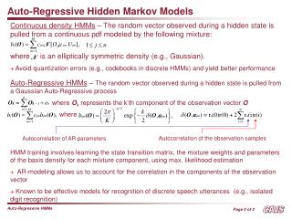 Auto-Regressive Hidden Markov Models