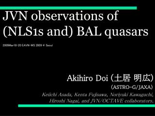 JVN observations of (NLS1s and) BAL quasars 200 9Mar18-20 EAVN-WS 2009 @ Seoul