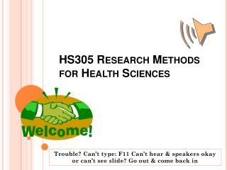 HS305 Research Methods for Health Sciences