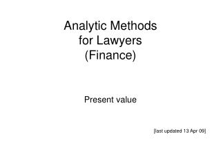 Analytic Methods for Lawyers (Finance)