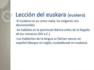 Lección del euskara (euskera)
