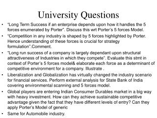 University Questions
