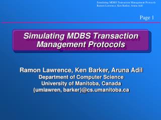 Simulating MDBS Transaction Management Protocols