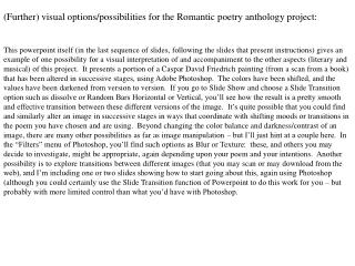 (Further) visual options/possibilities for the Romantic poetry anthology project: