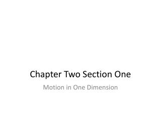 Chapter Two Section One