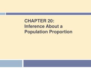 CHAPTER 20: Inference About a Population Proportion