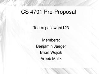 CS 4701 Pre-Proposal