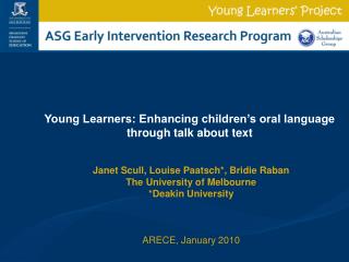 Young Learners: Enhancing children’s oral language through talk about text