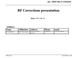 BF Corrections presentation