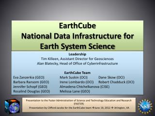 EarthCube National Data Infrastructure for Earth System Science
