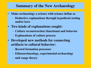 Summary of the New Archaeology