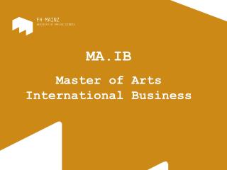 MA.IB Master of Arts International Business