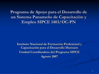 Instituto Nacional de Formación Profesional y Capacitación para el Desarrollo Humano