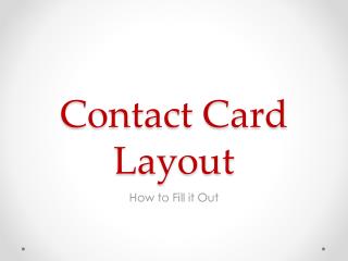 Contact Card Layout