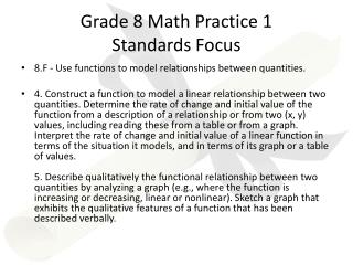Grade 8 Math Practice 1 Standards Focus