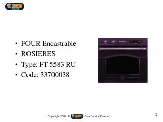 FOUR Encastrable ROSIERES Type: FT 5583 RU Code: 33700038
