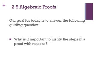2.5 Algebraic Proofs