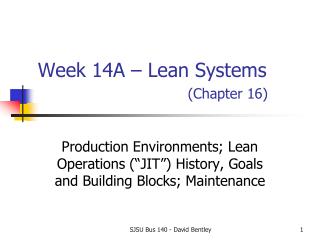 Week 14A – Lean Systems (Chapter 16)