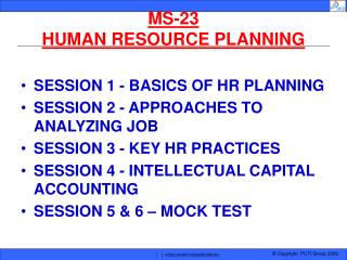 MS-23 HUMAN RESOURCE PLANNING