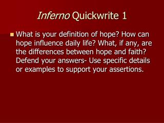 Inferno Quickwrite 1