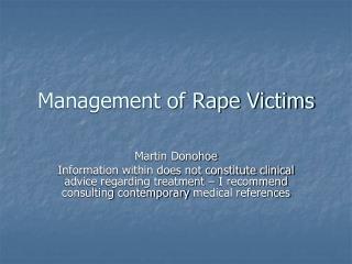 Management of Rape Victims