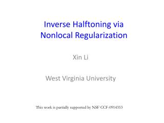 Inverse Halftoning via Nonlocal Regularization
