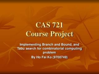 CAS 721 Course Project