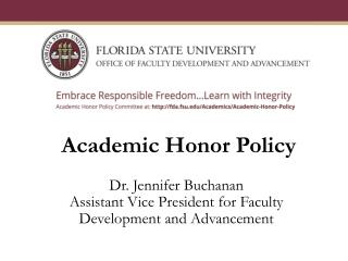 Dr. Jennifer Buchanan Assistant Vice President for Faculty Development and Advancement