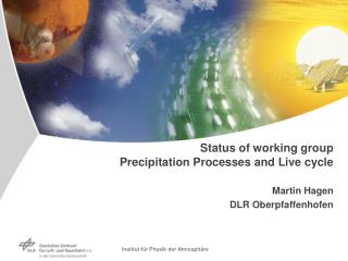 Status of working group Precipitation Processes and Live cycle Martin Hagen DLR Oberpfaffenhofen