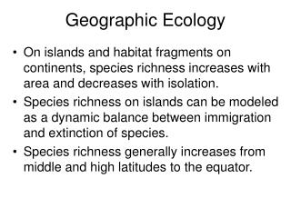 Geographic Ecology