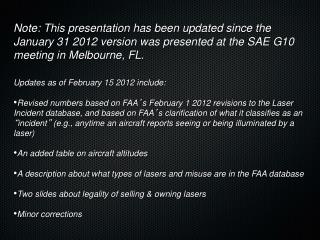 Review of FAA Laser Incidents in 2011