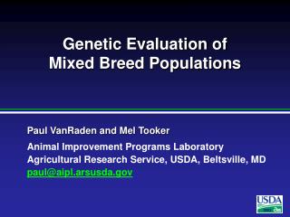 Genetic Evaluation of Mixed Breed Populations