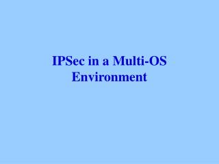 IPSec in a Multi-OS Environment