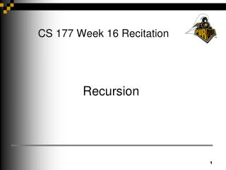 CS 177 Week 16 Recitation