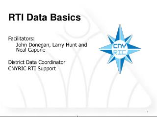 RTI Data Basics Facilitators: 	John Donegan, Larry Hunt and Neal Capone