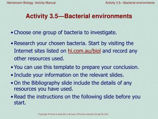 Activity 3.5—Bacterial environments