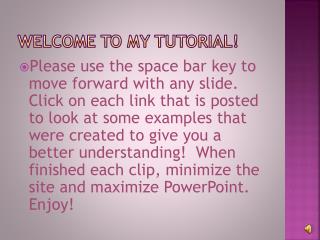 Welcome to my tutorial!