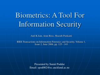 Biometrics: A Tool For Information Security