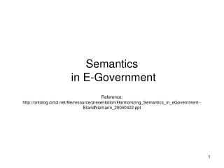 Semantics in E-Government