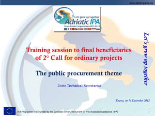Training session to final beneficiaries of 2° Call for ordinary projects