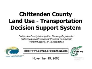 Chittenden County Land Use - Transportation Decision Support System