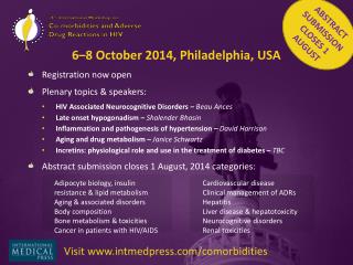 6–8 October 2014, Philadelphia, USA Registration now open Plenary topics &amp; speakers: