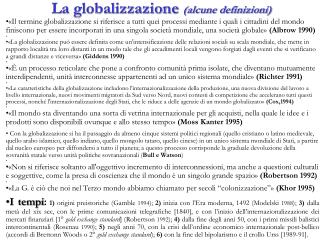La globalizzazione (alcune definizioni)