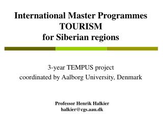 International Master Programmes TOURISM for Siberian regions