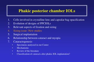 Phakic posterior chamber IOLs