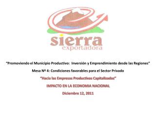 “Promoviendo el Municipio Productivo: Inversión y Emprendimiento desde las Regiones”