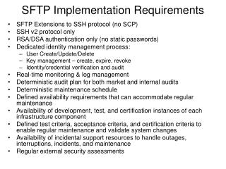 SFTP Implementation Requirements