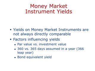Money Market Instrument Yields